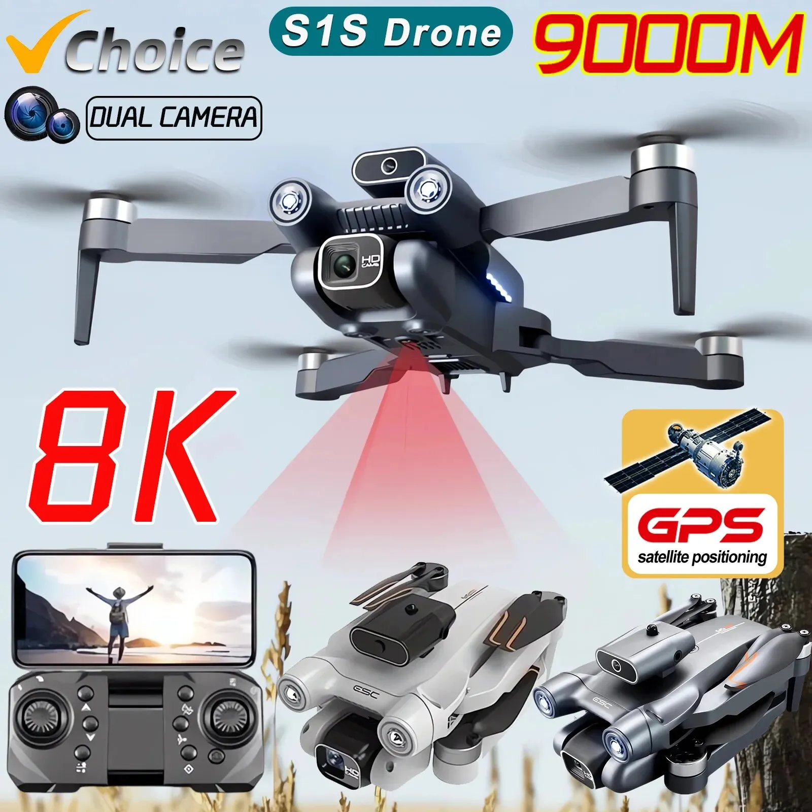 New S1S 5G GPS Drone Camera 8K - Brushed Drone Motor ulasan dan harga